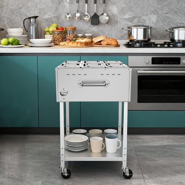 English Elm Outdoor Propane Steam Table Stainless Steel 10000 BTU Mobile Buffet Food Warmer W5057P394276