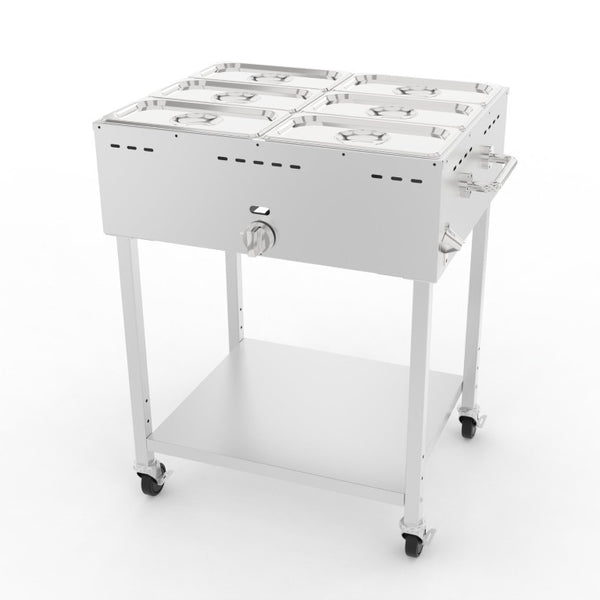 English Elm Outdoor Propane Steam Table Stainless Steel 10000 BTU Mobile Buffet Food Warmer W5057P394276