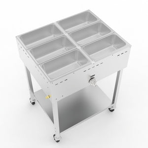 English Elm Outdoor Propane Steam Table Stainless Steel 10000 BTU Mobile Buffet Food Warmer W5057P394276