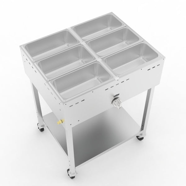 English Elm Outdoor Propane Steam Table Stainless Steel 10000 BTU Mobile Buffet Food Warmer W5057P394276