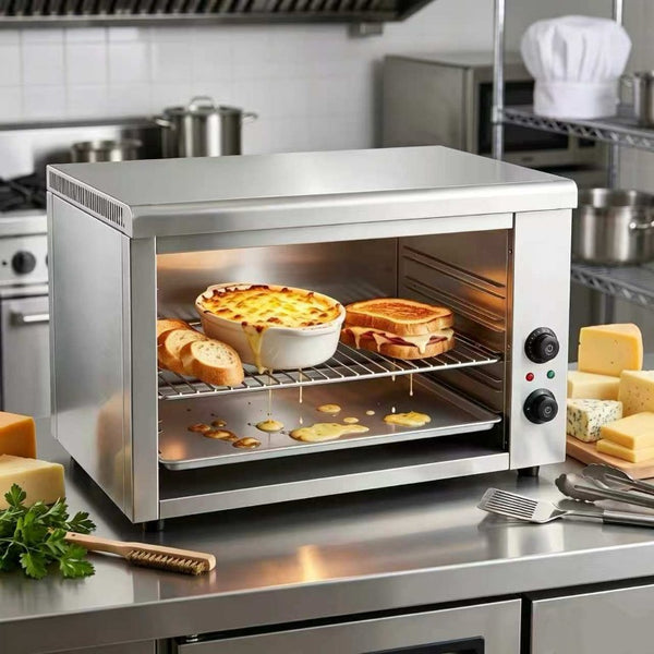 English Elm Commercial Salamander Broiler 2400W Stainless Steel Countertop Radiant Cheese Melter W5057P394293