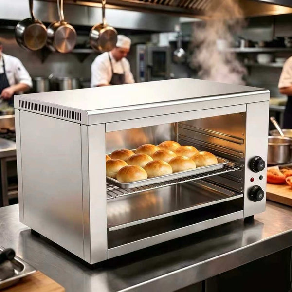 English Elm Commercial Salamander Broiler 2400W Stainless Steel Countertop Radiant Cheese Melter W5057P394293