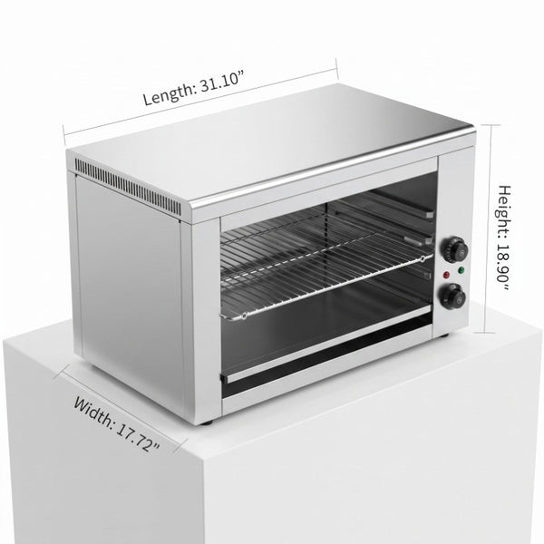English Elm Commercial Salamander Broiler 2400W Stainless Steel Countertop Radiant Cheese Melter W5057P394293