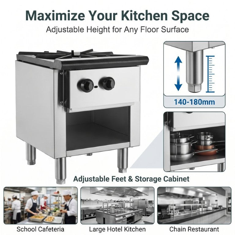 English Elm Commercial 90000 BTU Gas Range with Cabinet Cast Iron Grates Dual Fuel Pro Kitchen W5057P492737