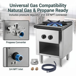 English Elm Commercial 90000 BTU Gas Range with Cabinet Cast Iron Grates Dual Fuel Pro Kitchen W5057P492737