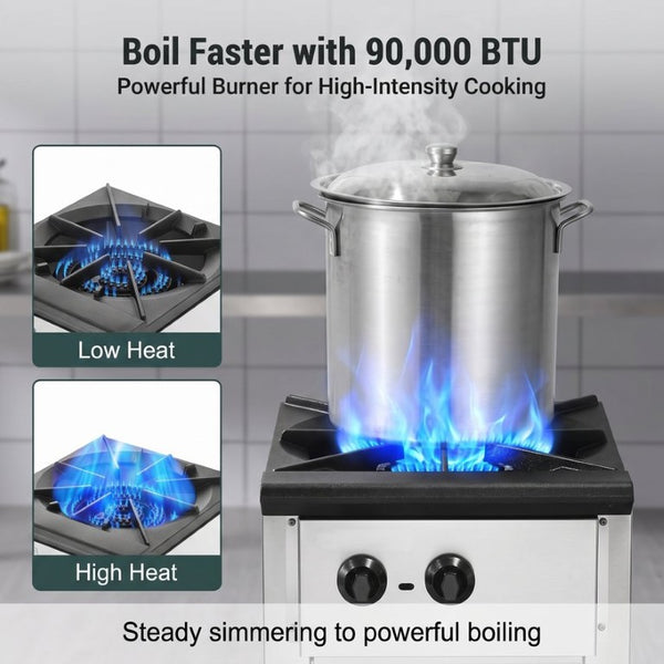 English Elm Commercial 90000 BTU Gas Range with Cabinet Cast Iron Grates Dual Fuel Pro Kitchen W5057P492737