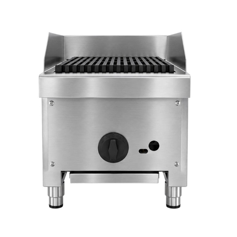 English Elm 12 Inch Commercial Radiant Charbroiler Cast Iron Grates 28000 BTU Dual Fuel Grill W5057P562608