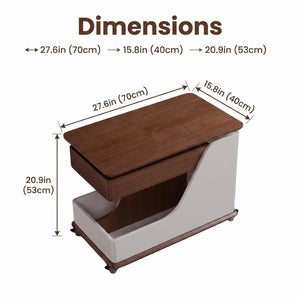 English Elm A Lift Top Rolling Side Table with Storage in Walnut Two Tone for Small Spaces W5098P516154