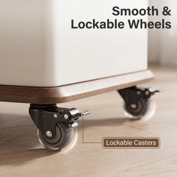 English Elm A Lift Top Rolling Side Table with Storage in Walnut Two Tone for Small Spaces W5098P516154