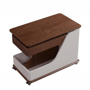 English Elm A Lift Top Rolling Side Table with Storage in Walnut Two Tone for Small Spaces W5098P516154