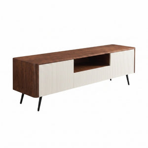 English Elm 70.8-Inch Two-Tone Media Console with Soft-Close Doors and Iron Legs for Living Rooms W5098P533739
