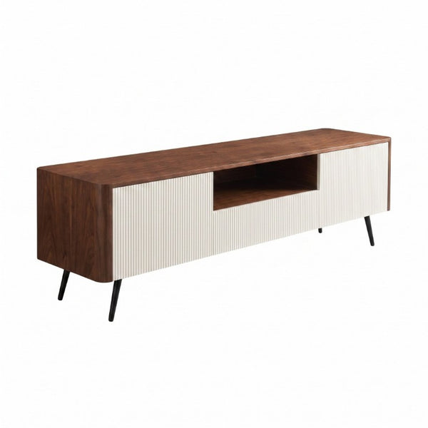 English Elm 70.8-Inch Two-Tone Media Console with Soft-Close Doors and Iron Legs for Living Rooms W5098P533739