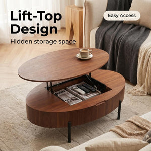 English Elm 43.3-Inch Lift Top Coffee Table Walnut Veneer Hydraulic Storage Modern Living Room W5098P533740