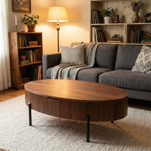 English Elm 43.3-Inch Lift Top Coffee Table Walnut Veneer Hydraulic Storage Modern Living Room W5098P533740