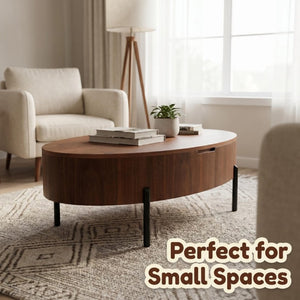 English Elm 43.3-Inch Lift Top Coffee Table Walnut Veneer Hydraulic Storage Modern Living Room W5098P533740