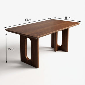 English Elm 62.9-Inch Solid Walnut Rectangular Dining Table Seats Six with Tapered T-Base W5098P533742
