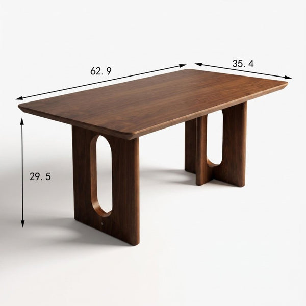 English Elm 62.9-Inch Solid Walnut Rectangular Dining Table Seats Six with Tapered T-Base W5098P533742