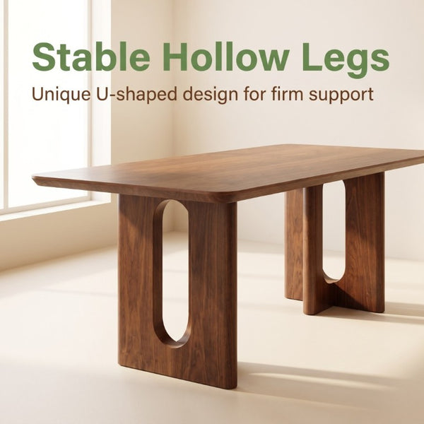 English Elm 62.9-Inch Solid Walnut Rectangular Dining Table Seats Six with Tapered T-Base W5098P533742