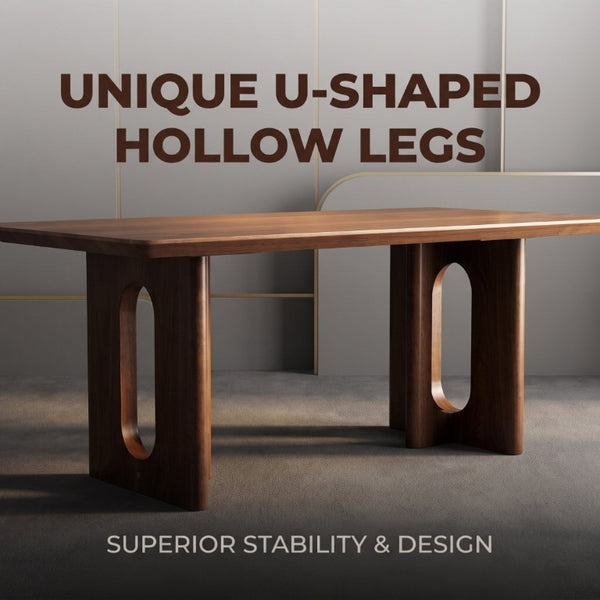 English Elm 62.9-Inch Solid Walnut Rectangular Dining Table Seats Six with Tapered T-Base W5098P533742
