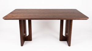 English Elm 62.9-Inch Solid Walnut Rectangular Dining Table Seats Six with Tapered T-Base W5098P533742