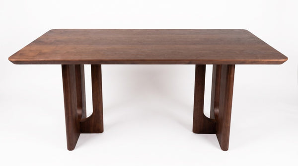 English Elm 62.9-Inch Solid Walnut Rectangular Dining Table Seats Six with Tapered T-Base W5098P533742