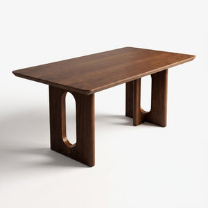 English Elm 62.9-Inch Solid Walnut Rectangular Dining Table Seats Six with Tapered T-Base W5098P533742
