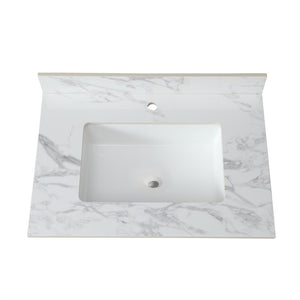 English Elm 31"x22"bathroom Vanity Top Sintered Stone Carrara White Undermount Ceramic Sink with Backsplash Single Faucet Hole W509P211123