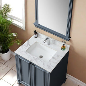 English Elm 31"x22"bathroom Vanity Top Sintered Stone Carrara White Undermount Ceramic Sink with Backsplash Single Faucet Hole W509P211123