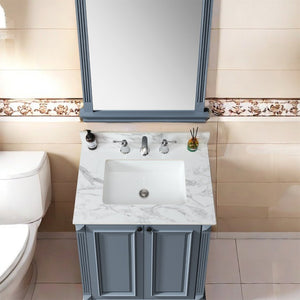 English Elm 31"x22"bathroom Vanity Top Sintered Stone Carrara White Undermount Ceramic Sink with Backsplash Three Faucet Holes W509P211124
