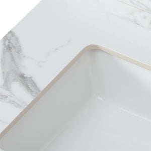 English Elm 31"x22"bathroom Vanity Top Sintered Stone Carrara White Undermount Ceramic Sink with Backsplash Three Faucet Holes W509P211124