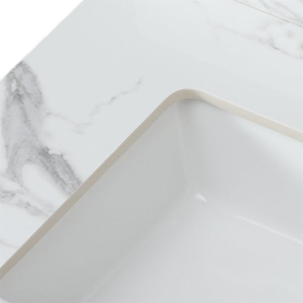 English Elm 31"x22"bathroom Vanity Top Sintered Stone Carrara White Undermount Ceramic Sink with Backsplash Three Faucet Holes W509P211124