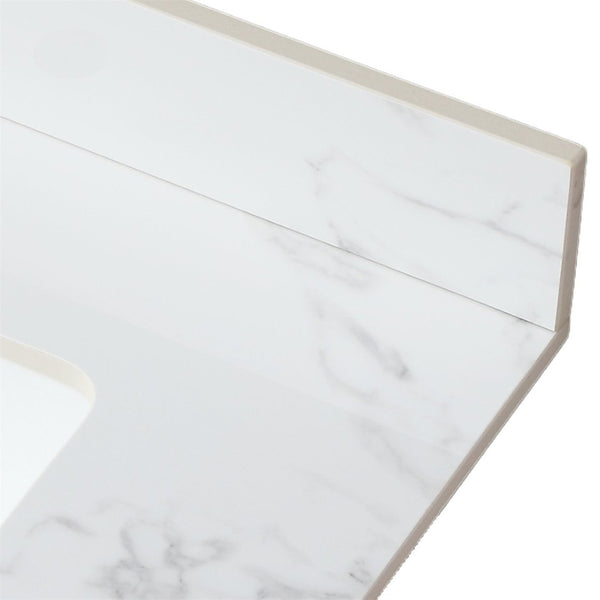 English Elm 31"x22"bathroom Vanity Top Sintered Stone Carrara White Undermount Ceramic Sink with Backsplash Three Faucet Holes W509P211124