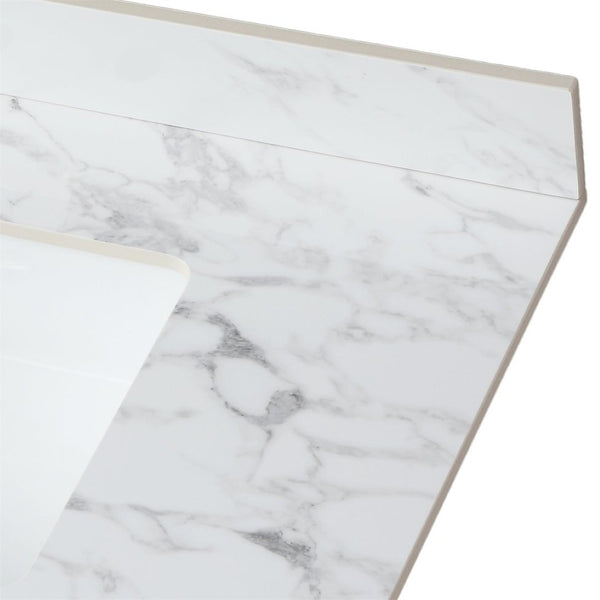 English Elm 37"x22"bathroom Vanity Top Sintered Stone Carrara Undermount Ceramic Sink with Backsplash Single Faucet Hole W509P211125