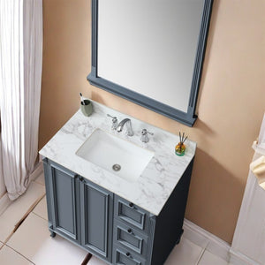 English Elm 37"x22"bathroom Vanity Top Sintered Stone Carrara Undermount Ceramic Sink with Backsplash Three Faucet Holes W509P211126