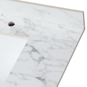 English Elm 37"x22"bathroom Vanity Top Sintered Stone Carrara Undermount Ceramic Sink with Backsplash Three Faucet Holes W509P211126