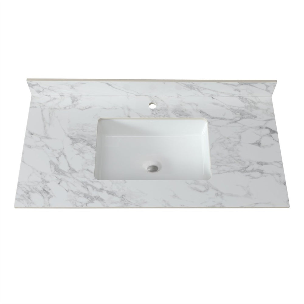 English Elm 43X22bathroom Sintered Stone Carrara Vanity Top with Undermount Ceramic Sink Backsplash W509P211127