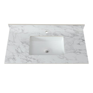 English Elm 43X22bathroom Sintered Stone Carrara Vanity Top with Undermount Ceramic Sink Backsplash W509P211127