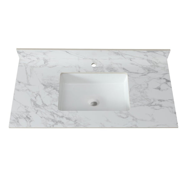 English Elm 43X22bathroom Sintered Stone Carrara Vanity Top with Undermount Ceramic Sink Backsplash W509P211127