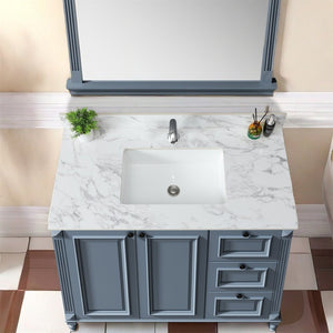 English Elm 43X22bathroom Sintered Stone Carrara Vanity Top with Undermount Ceramic Sink Backsplash W509P211127