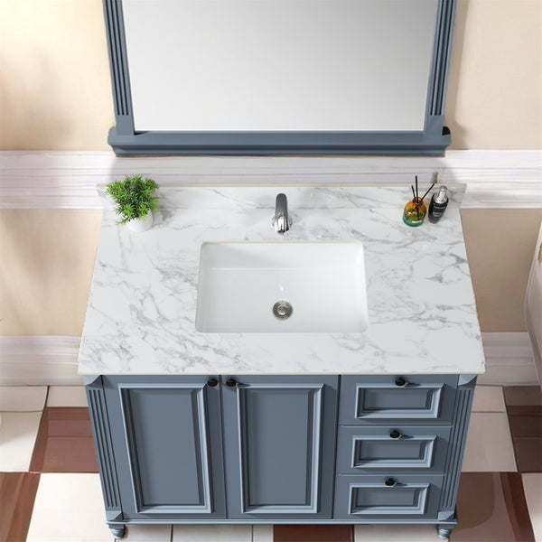 English Elm 43X22bathroom Sintered Stone Carrara Vanity Top with Undermount Ceramic Sink Backsplash W509P211127