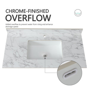 English Elm 43X22bathroom Sintered Stone Carrara Vanity Top with Undermount Ceramic Sink Backsplash W509P211127