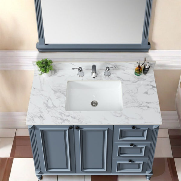 English Elm 43X22bathroom Vanity Top Sintered Stone Carrara White Undermount Sink with Backsplash W509P211128