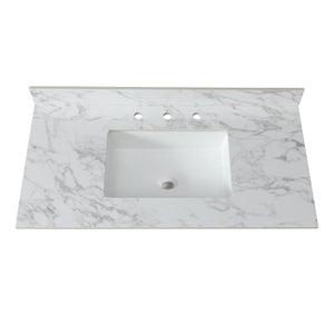 English Elm 43X22bathroom Vanity Top Sintered Stone Carrara White Undermount Sink with Backsplash W509P211128