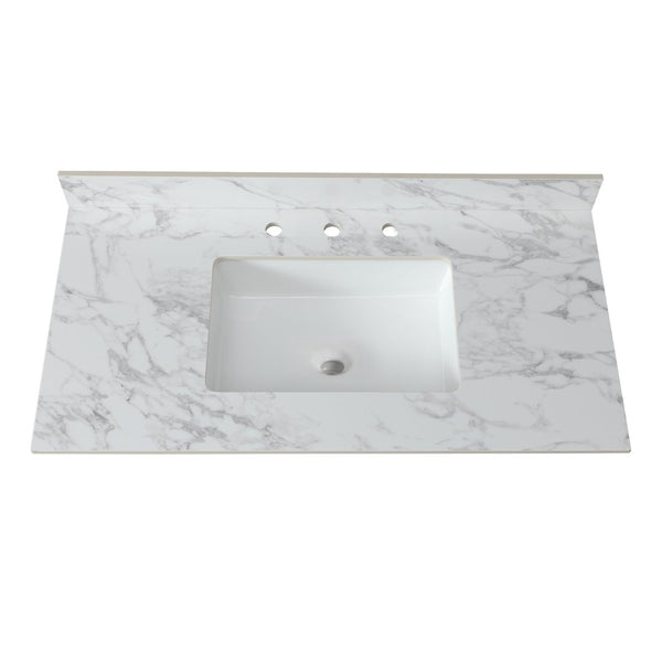 English Elm 43X22bathroom Vanity Top Sintered Stone Carrara White Undermount Sink with Backsplash W509P211128