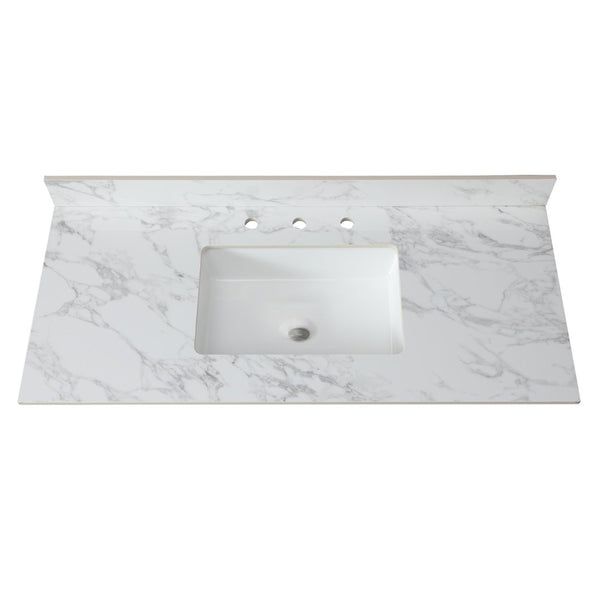 English Elm 49"x22"bathroom Vanity Top Sintered Stone Carrara Undermount Sink with Backsplash W509P211130