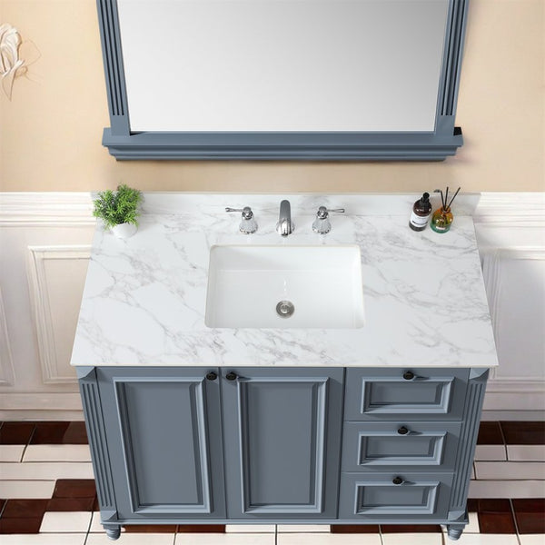 English Elm 49"x22"bathroom Vanity Top Sintered Stone Carrara Undermount Sink with Backsplash W509P211130