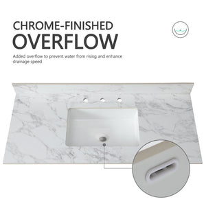 English Elm 49"x22"bathroom Vanity Top Sintered Stone Carrara Undermount Sink with Backsplash W509P211130