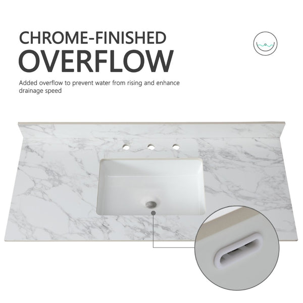 English Elm 49"x22"bathroom Vanity Top Sintered Stone Carrara Undermount Sink with Backsplash W509P211130