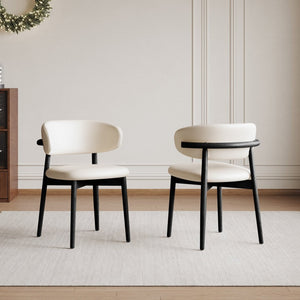 English Elm Mid-century Modern Solid Ash Dining Chairs Set of 2 with Tapered Legs Ergonomic Seat W509P395919