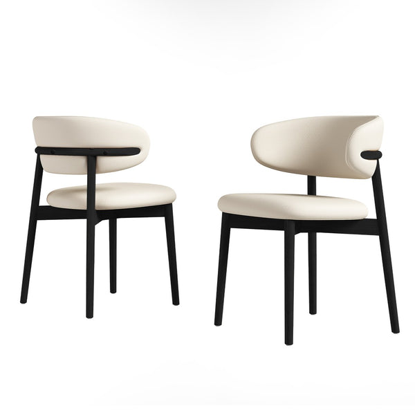 English Elm Mid-century Modern Solid Ash Dining Chairs Set of 2 with Tapered Legs Ergonomic Seat W509P395919